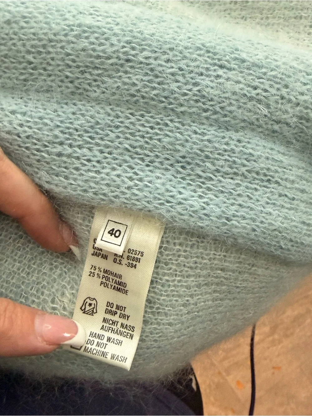 VTG Escada 3Pc Mohair Sweater Set Blue Cream Damaged As Is
